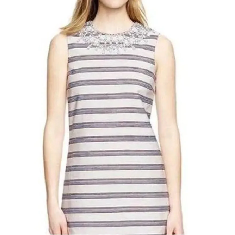 Tory Burch Kaylin embroidered embellished beaded collar shift dress size 12